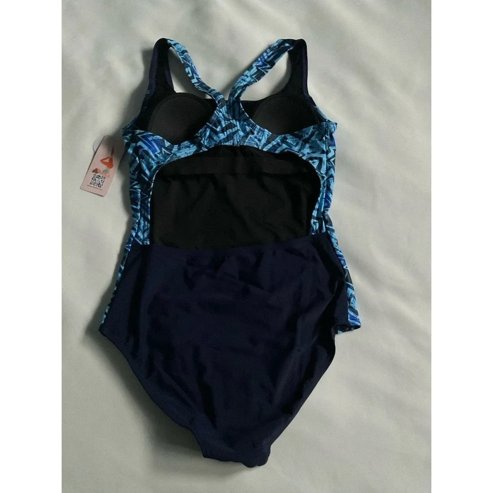 Charmo One Piece Swimsuit Racerback Sport Lap Swimming Suit Size S